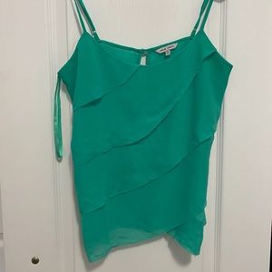 Green spaghetti strap blouse